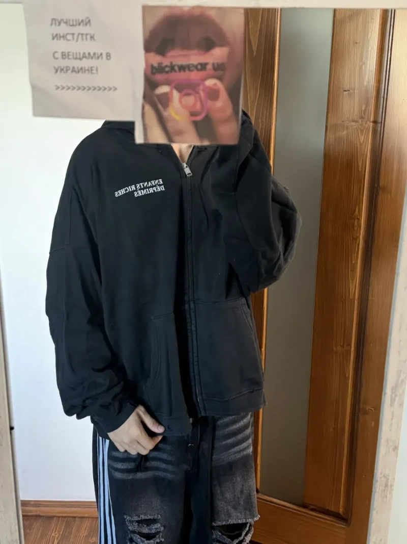 зип худи Enfants Riches deprimes Black zip up S M L erd balenciaga vetements rick owens — фото 6