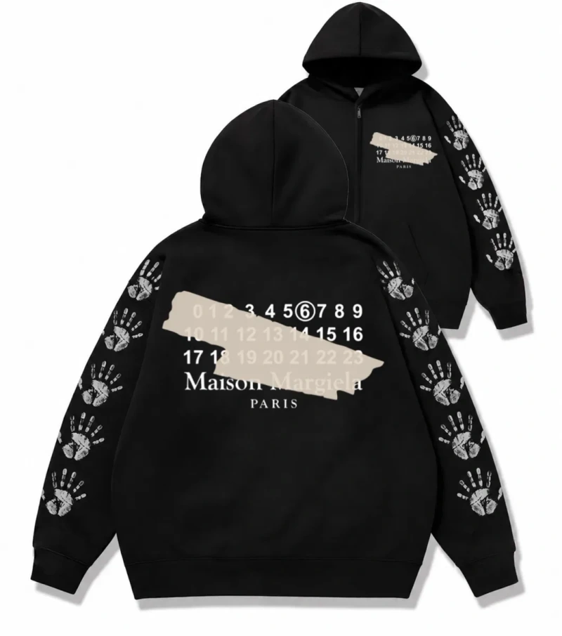 Зип худи Maison Margiela Paris Logo унисекс черное Мейсон Мардежа кофта лонгслив толстовка Новинка свитшот — фото 2