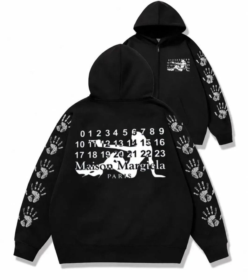 Зип худи Maison Margiela Paris Logo унисекс черное Мейсон Мардежа кофта лонгслив толстовка Новинка свитшот — фото 3