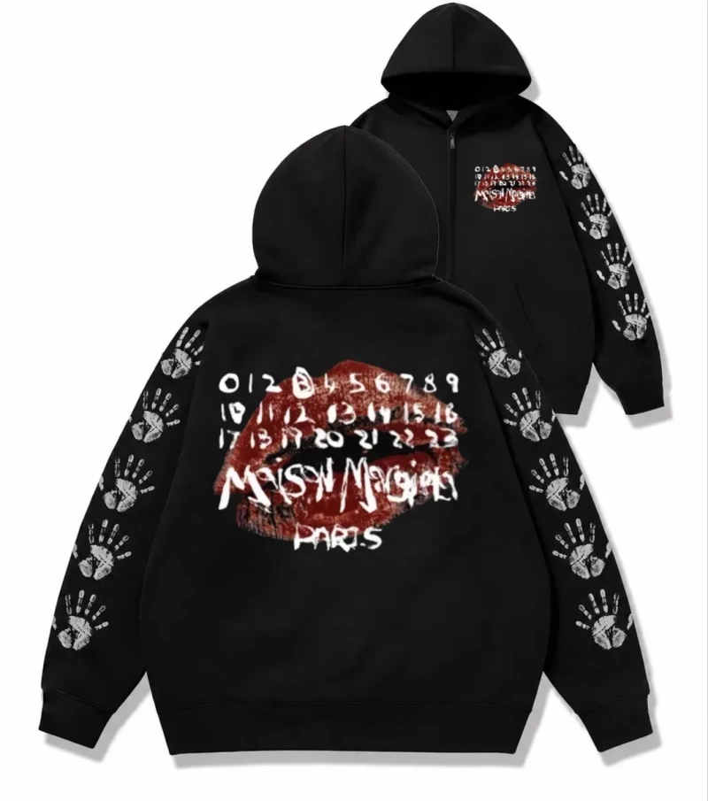 Зип худи Maison Margiela Paris Logo унисекс черное Мейсон Мардежа кофта лонгслив толстовка Новинка свитшот — фото 6