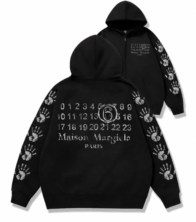 Зип худи Maison Margiela Paris Logo унисекс черное Мейсон Мардежа кофта лонгслив толстовка Новинка свитшот — фото 7