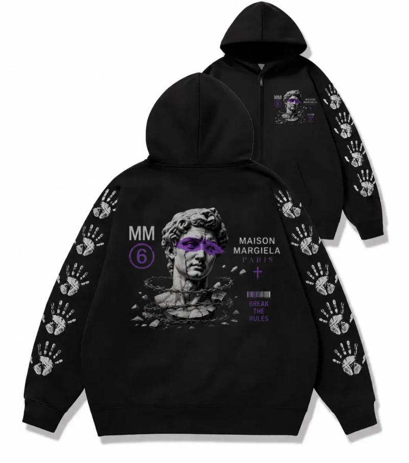 Зип худи Maison Margiela Paris Logo унисекс черное Мейсон Мардежа кофта лонгслив толстовка Новинка свитшот — фото 8