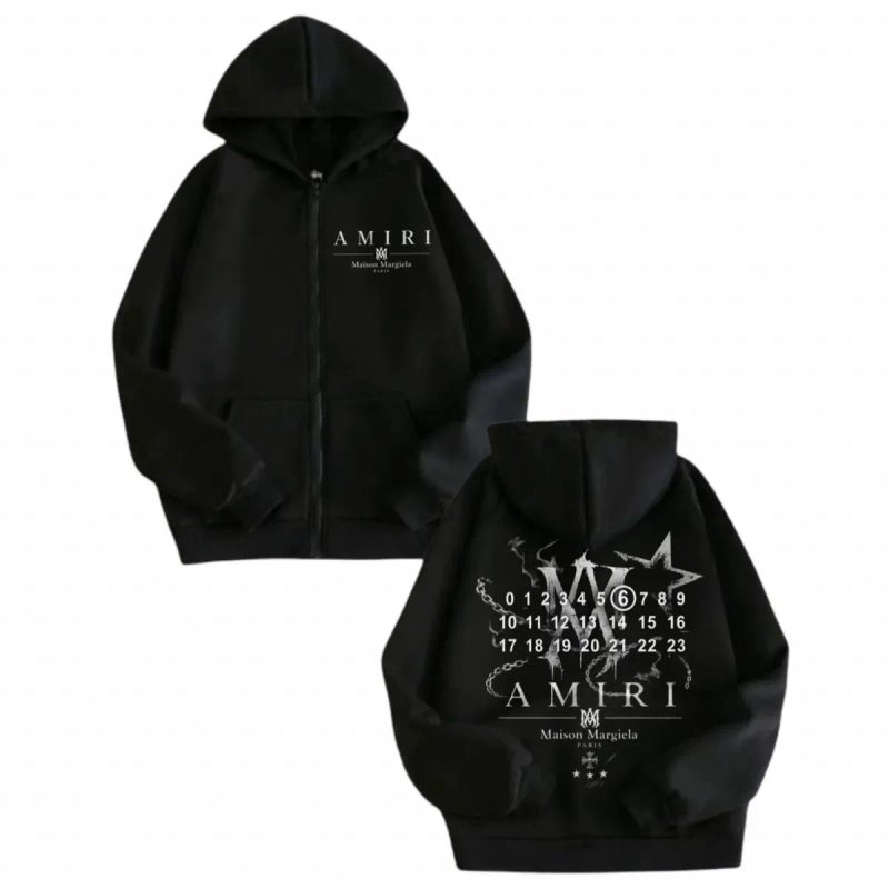 Зип худи Maison Margiela Paris x Amiri Logo розовые унисекс мейсон Марджера MM6 коллаборация с Амири черные кофта толстовка лонгслив — фото 2
