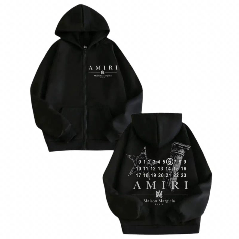 Зип худи Maison Margiela Paris x Amiri Logo розовые унисекс мейсон Марджера MM6 коллаборация с Амири черные кофта толстовка лонгслив — фото 6