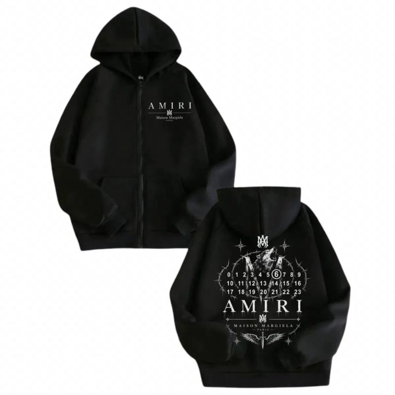 Зип худи Maison Margiela Paris x Amiri Logo розовые унисекс мейсон Марджера MM6 коллаборация с Амири черные кофта толстовка лонгслив — фото 8