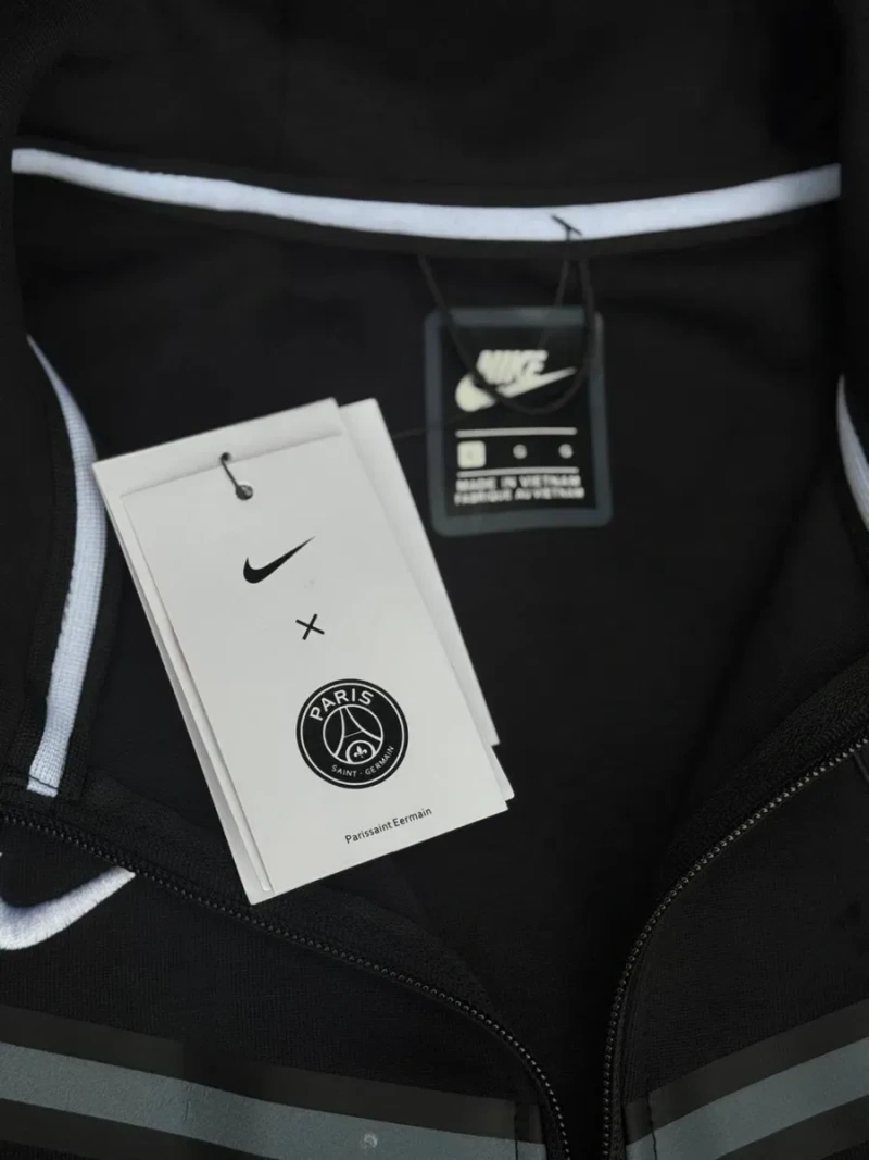 Зіп-худі Nike Tech Fleece PSG мужская Зипка Найк Теч Флис черная | Зипка черная Найк Псж мужская серая зип-худи Nike Tech Fleece черная мужская — фото 5