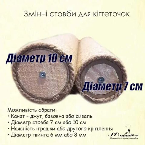 змінні стовпи, кігтеточока, ,бавовна,сизаль джут.