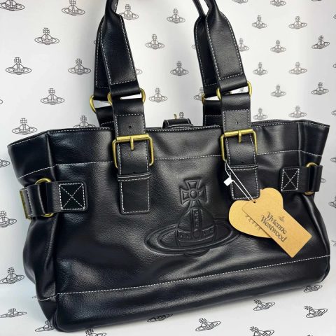 ЗНИЖКА! Сумка Vivienne Westwood Big Leather Vintage Bag Чорна Вів'єн Вествуд