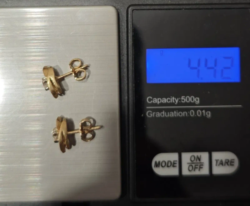 Золоті сережки з діамантами 0.372ct, 750 проба. — фото 2