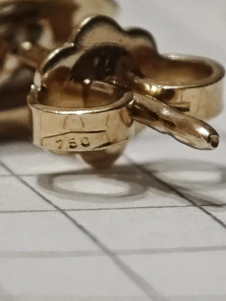 Золоті сережки з діамантами 0.372ct, 750 проба. — фото 3