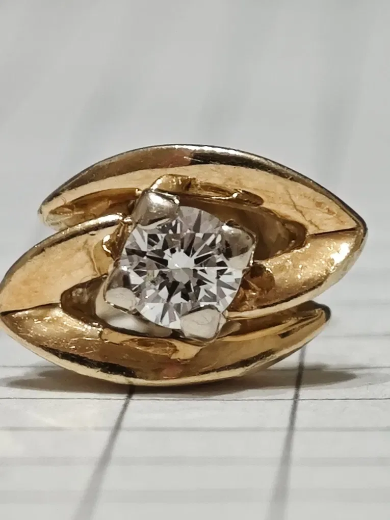 Золоті сережки з діамантами 0.372ct, 750 проба. — фото 4