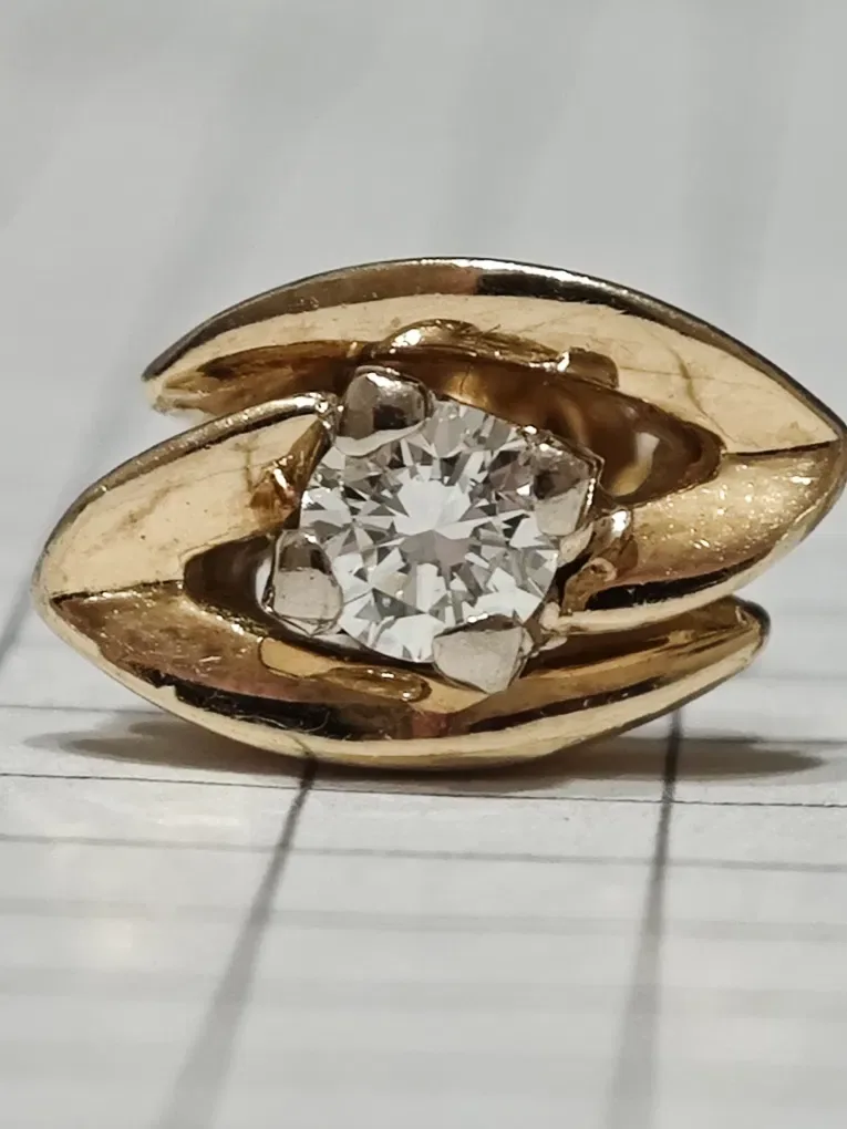 Золоті сережки з діамантами 0.372ct, 750 проба. — фото 5