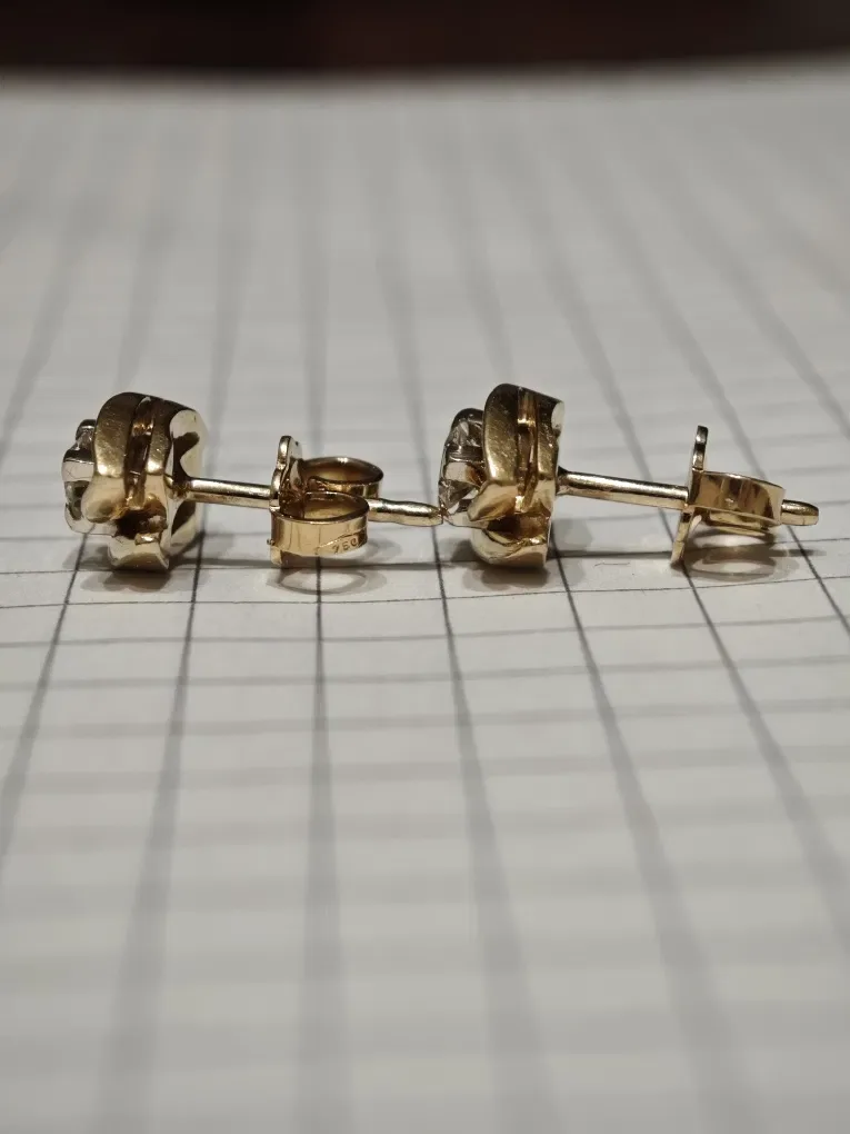 Золоті сережки з діамантами 0.372ct, 750 проба. — фото 6