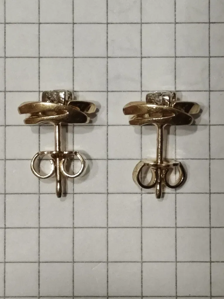 Золоті сережки з діамантами 0.372ct, 750 проба. — фото 8