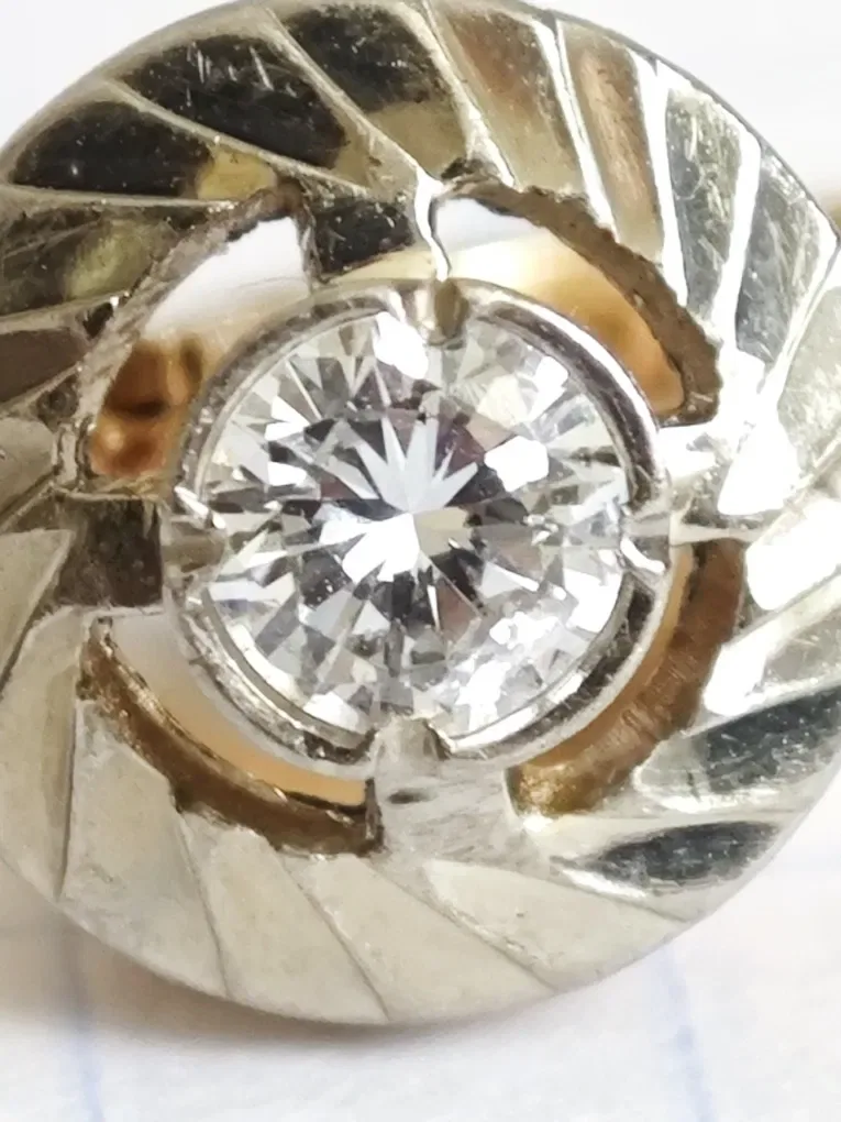 Золоті сережки, з діамантами 0.4 ct, 583 проба. — фото 2