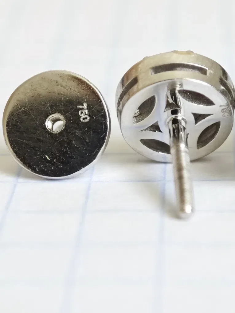 Золоті сережки, з діамантами 0.96ct, 750 проба. — фото 2
