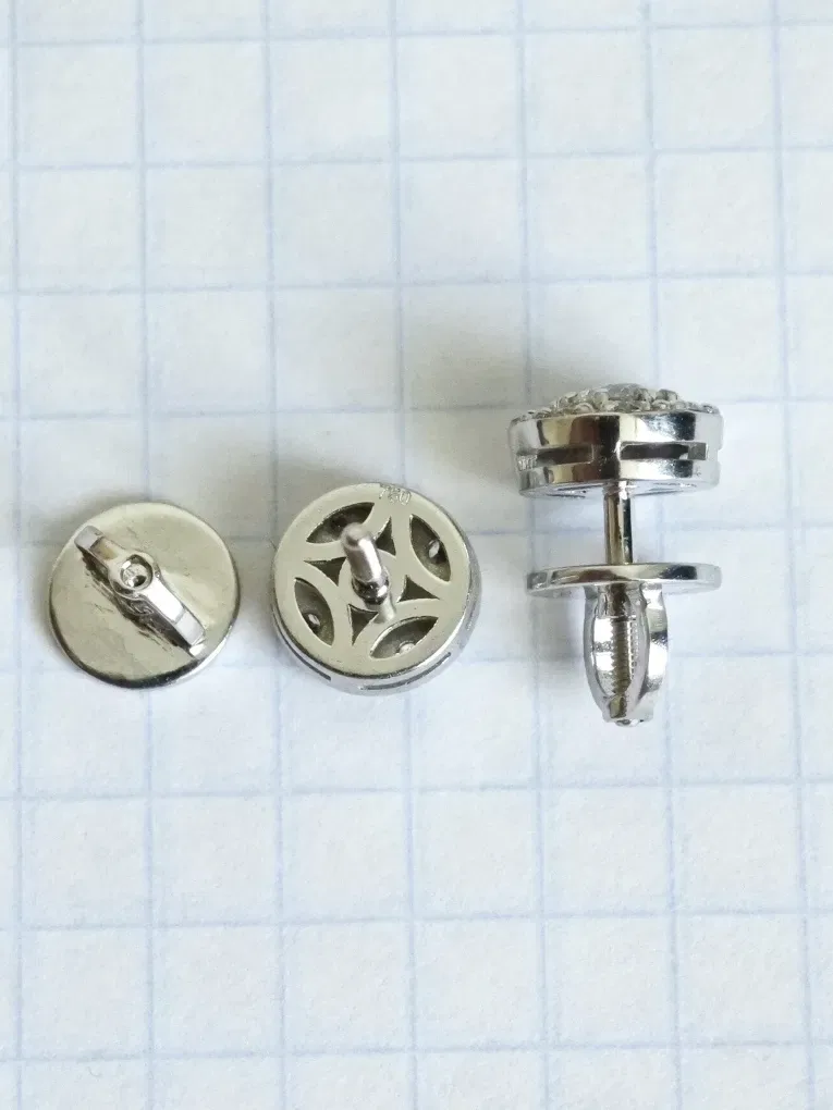 Золоті сережки, з діамантами 0.96ct, 750 проба. — фото 6