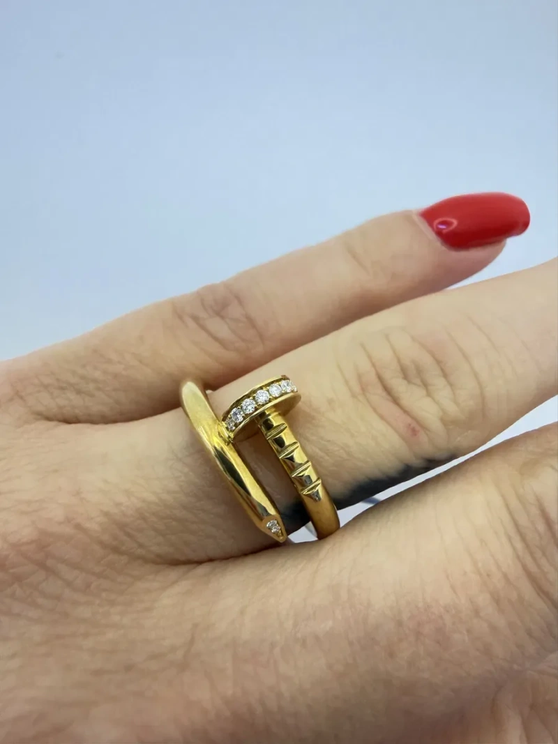 Золотое кольцо новое гвоздь с диамантами Cartier — фото 4