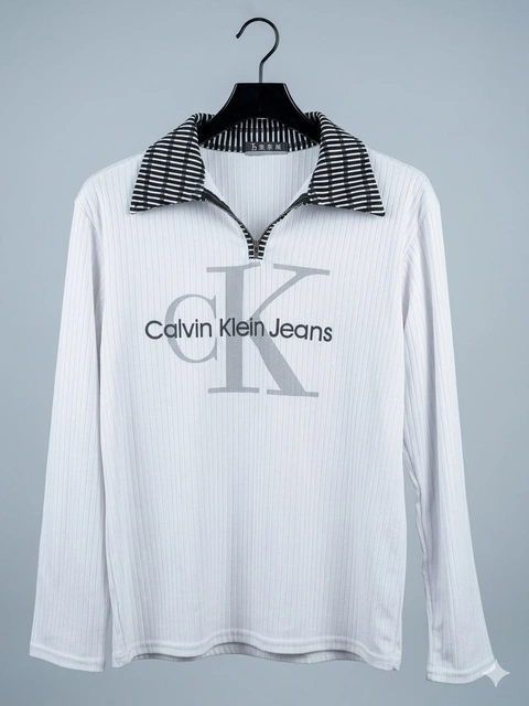 Футболка Calvin Klein Jeans біла з довгим рукавом