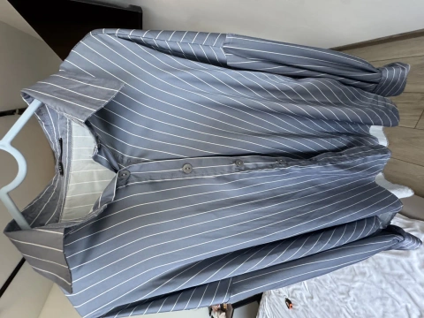 Сатинова сорочка Demood, голуба в смужку, one size