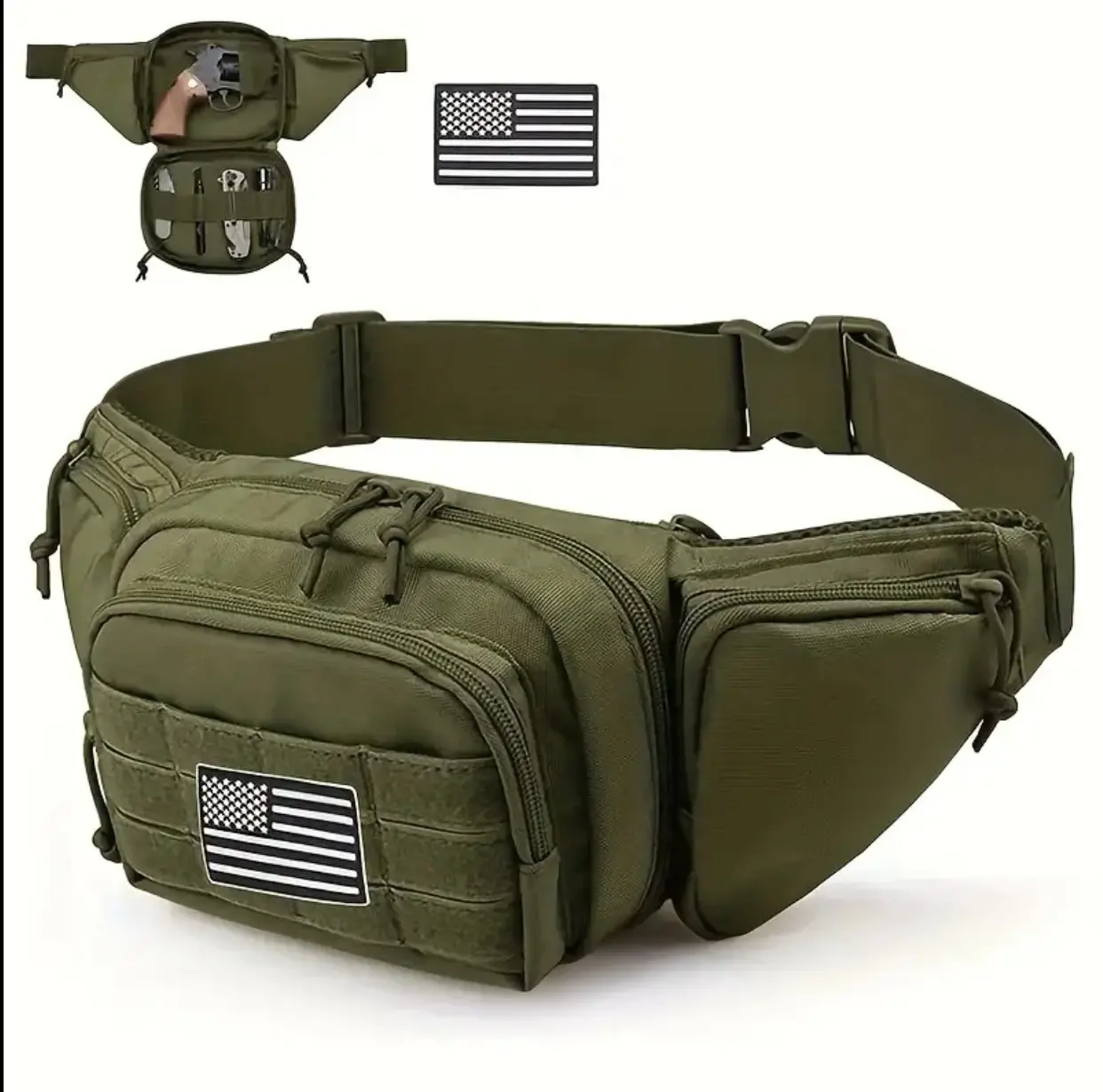 Тактична нагрудна поясна сумка бананка ARMORBAG чорна,олива і койот на пояс з MOLLE — фото 3