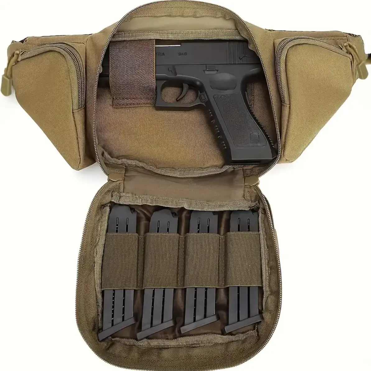Тактична нагрудна поясна сумка бананка ARMORBAG чорна,олива і койот на пояс з MOLLE — фото 4