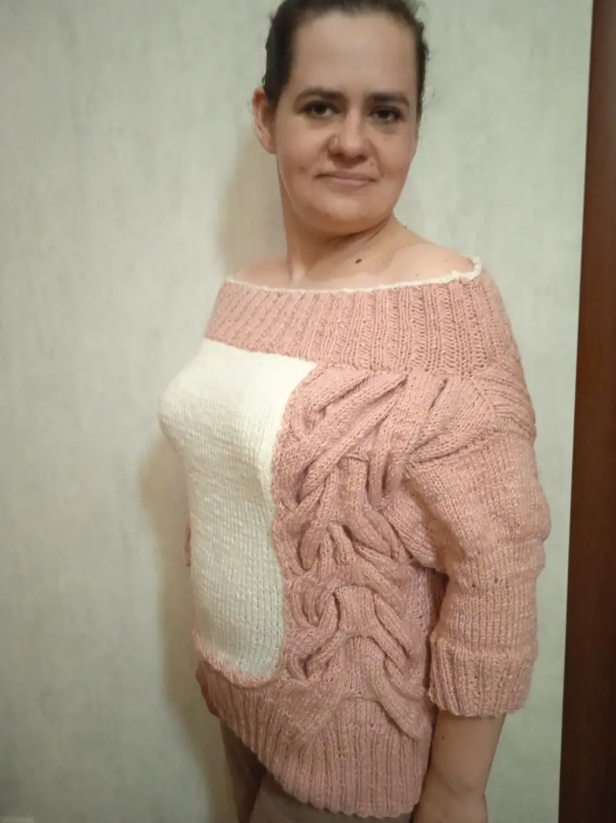 Жіноча в'язана кофта пудрова — фото 2