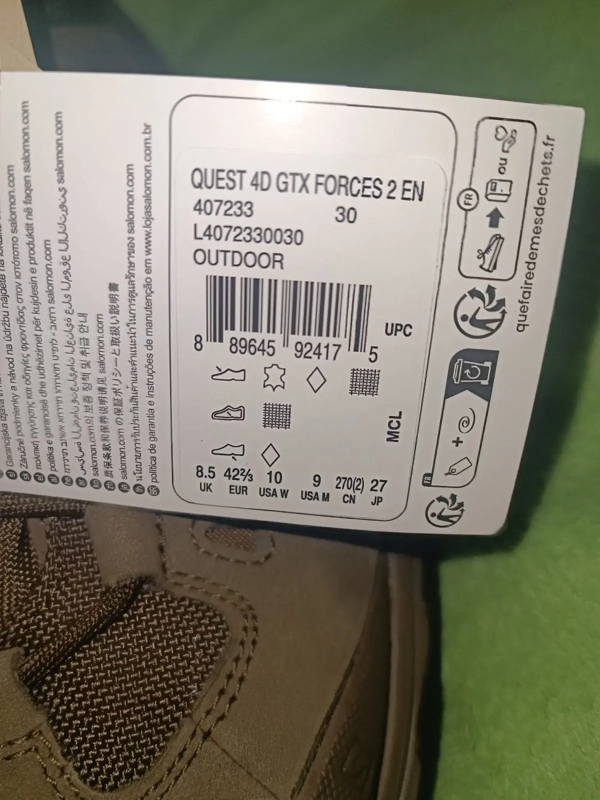 Берці тактичні Salomon Quest 4D GTX Forces 2 EN - коричневі, 42 розмір — фото 2
