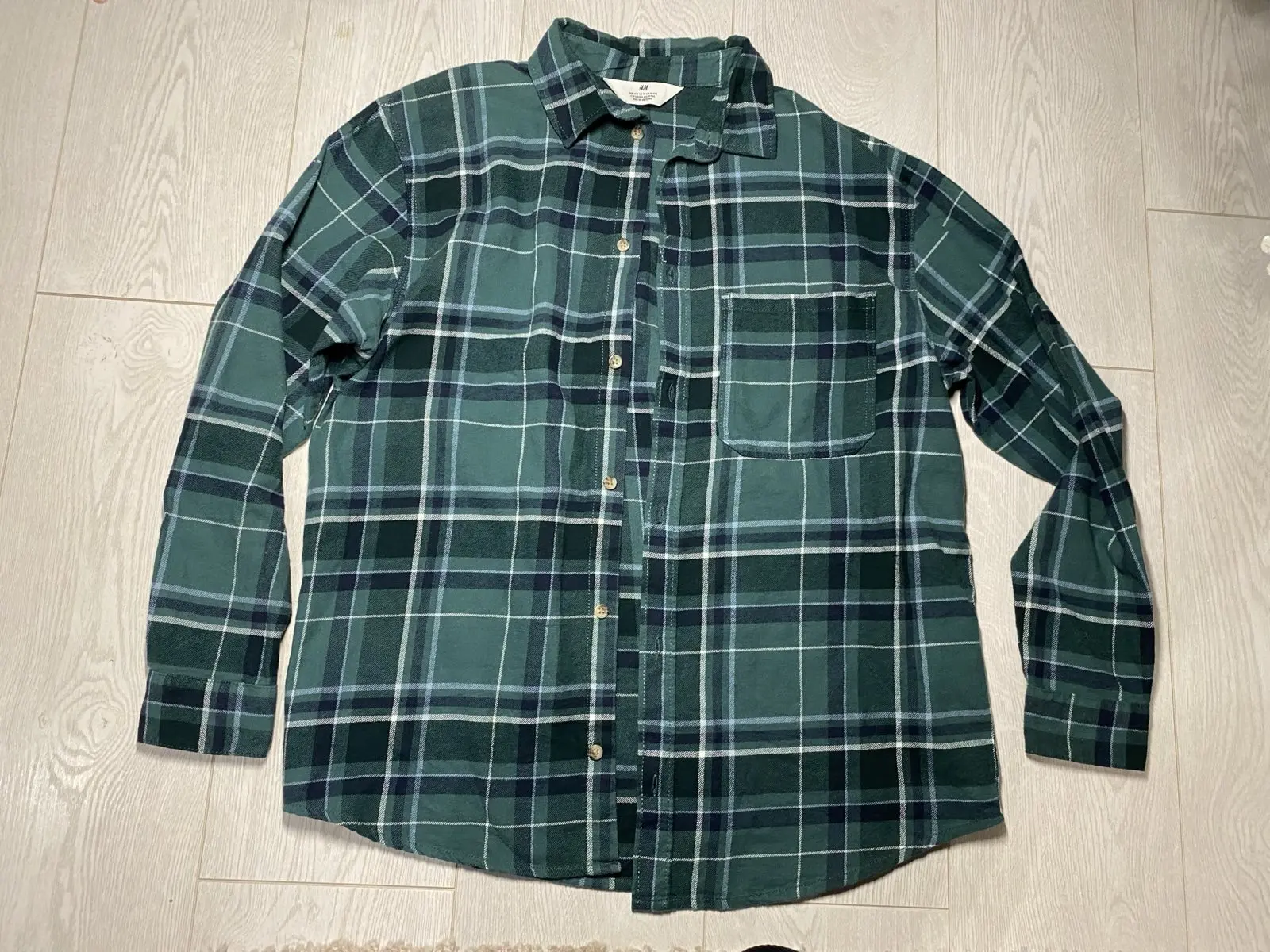 Сорочка H&M в клітинку зелена підліткова розмір 170