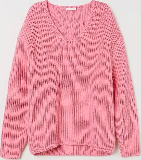 Об’ємний рожевий в’язаний светр від H&M