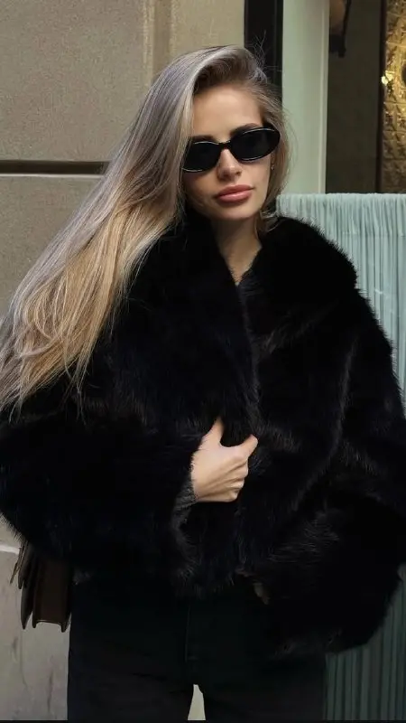 Шубка Zara чорна зі штучного хутра (Всі розміри) — фото 2