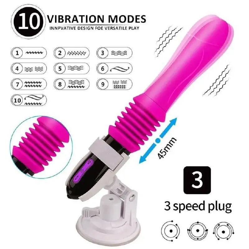 Telescopic Vibrator tt19 Секс-машина рожева 10 режимів 265x35мм — фото 3
