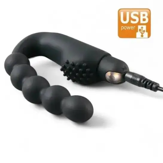Вібромасажер простати та анальний стимулятор 2в1 Model 1075 USB Чорний — фото 5