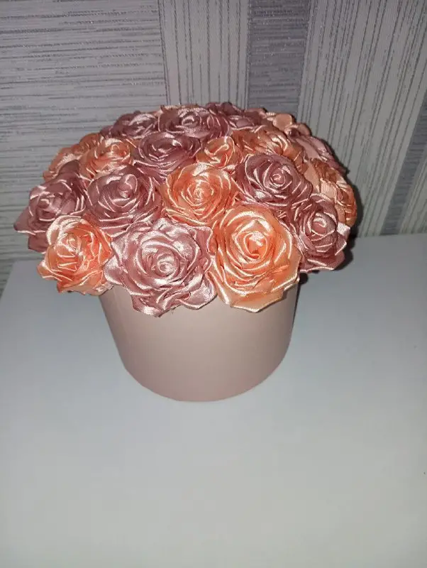 Букет троянд із атласної стрічки Handmade Satin Flowers — фото 2