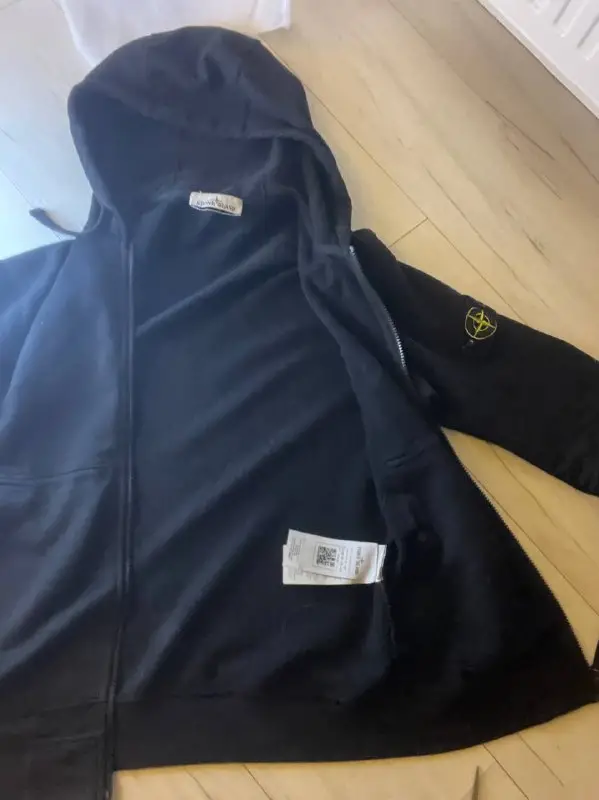 Stone Island Zip Hoodie Black Original