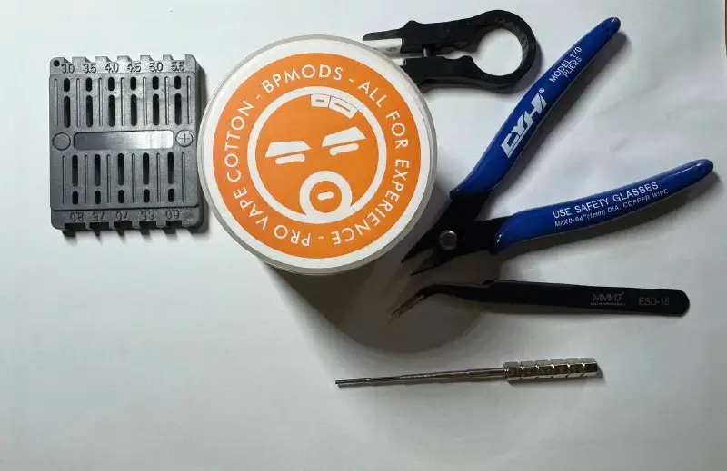 Набор для обслуживания вейпа: вата BPMODS Pro Vape Cotton и инструменты