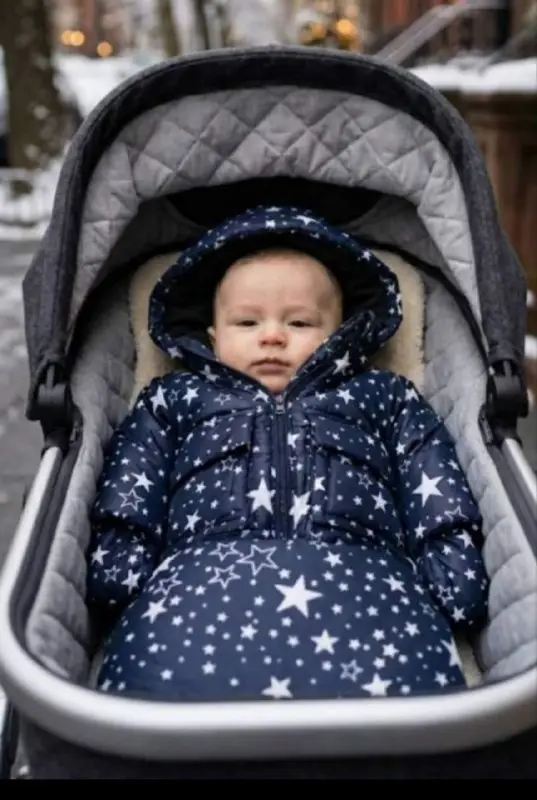 Зимовий дитячий комплект-трійка Зірочки (куртка, напівкомбінезон, конверт)