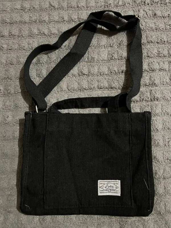 Сумка Letu вельветова чорна через плече