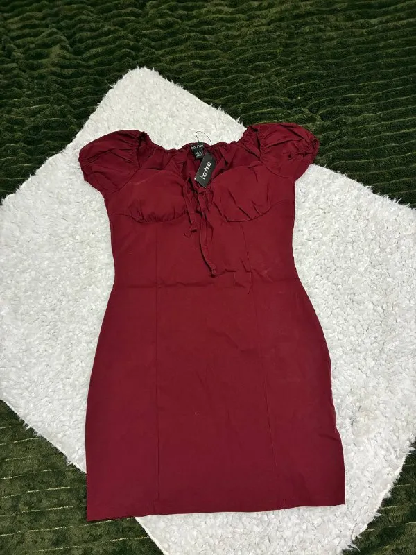 Платье Boohoo Mini Dress Бордовое Размер M/L (UK 12)
