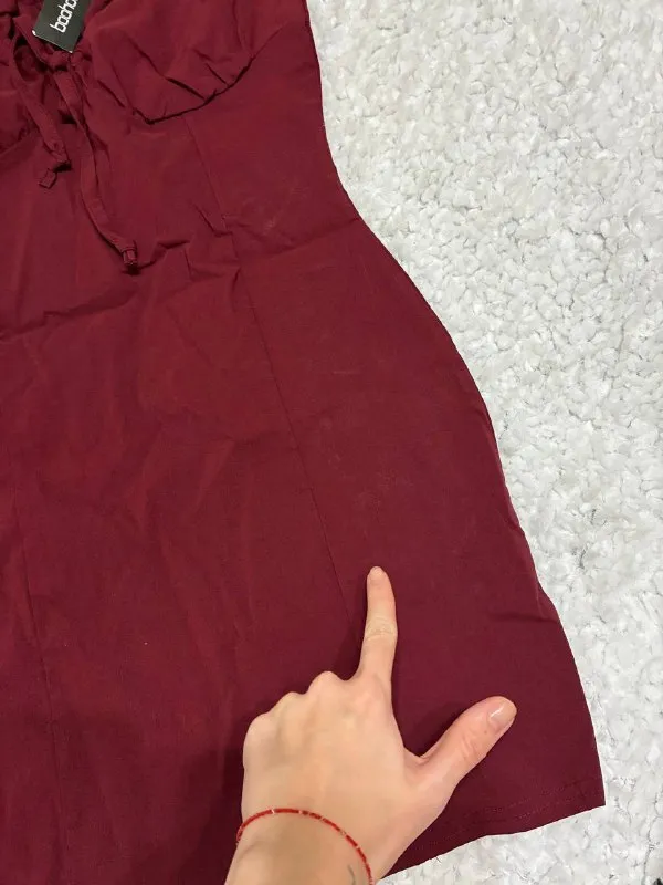 Платье Boohoo Mini Dress Бордовое Размер M/L (UK 12) — фото 2