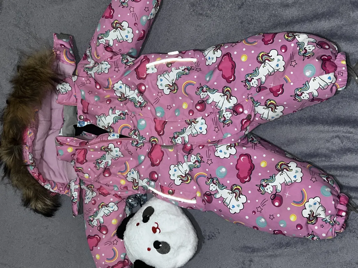 Зимний теплый комбинезон для девочки 86 размера яркий