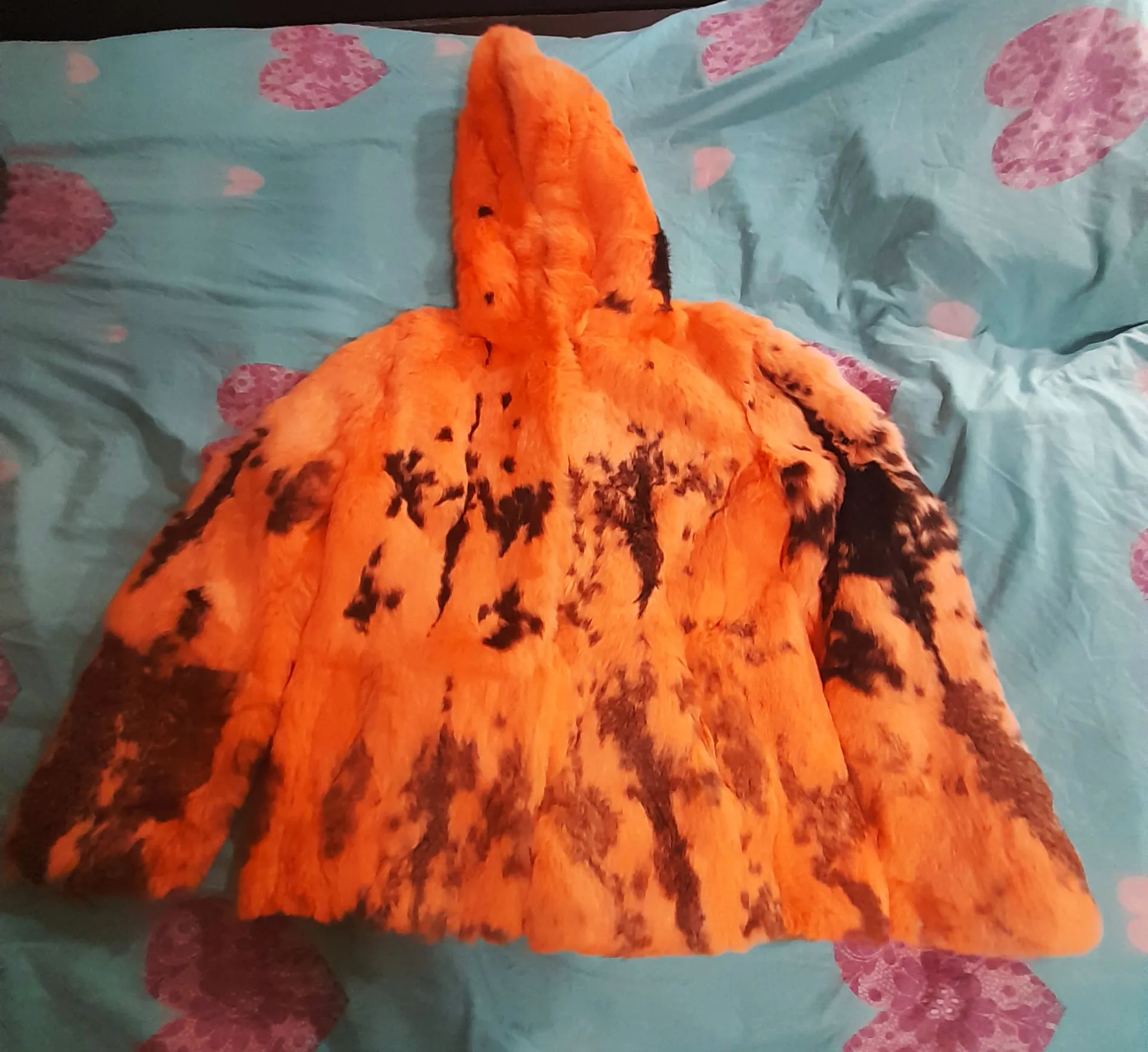 Шуба з кролика жіноча помаранчева 48 розмір