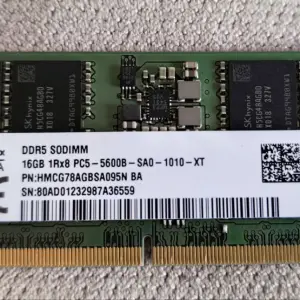Оперативная память для ноутбука SK Hynix 16GB DDR5 SODIMM 1Rx8 PC5-5600B SA0 1010 XT Single 16GB SODIMM RAM.