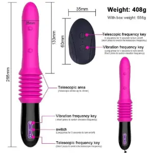Telescopic Vibrator tt19 Секс-машина рожева 10 режимів 265x35мм