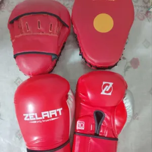 Боксерський набір: рукавиці Zelart 10 oz та тренерські лапи Sportko